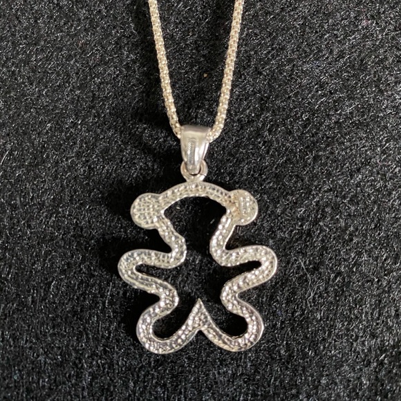 Sterling Silver Necklace with Teddy Bear Pendant - Picture 3 of 7